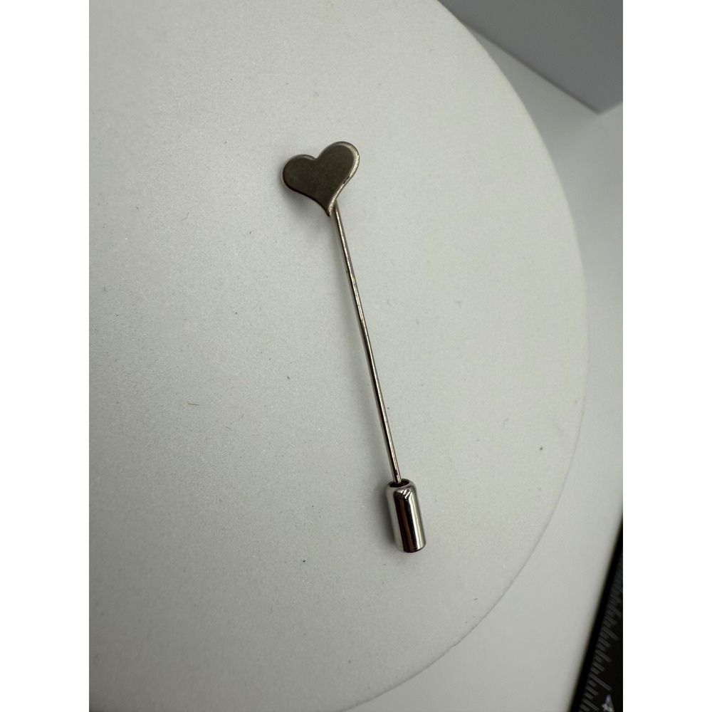 Vintage Heart Stick Pin Silver Tone Lapel Hat Scarf Accessory Minimalist Jewelry